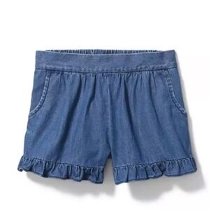 NWT Janie and Jack Girls Chambray Ruffle Pull on Shorts